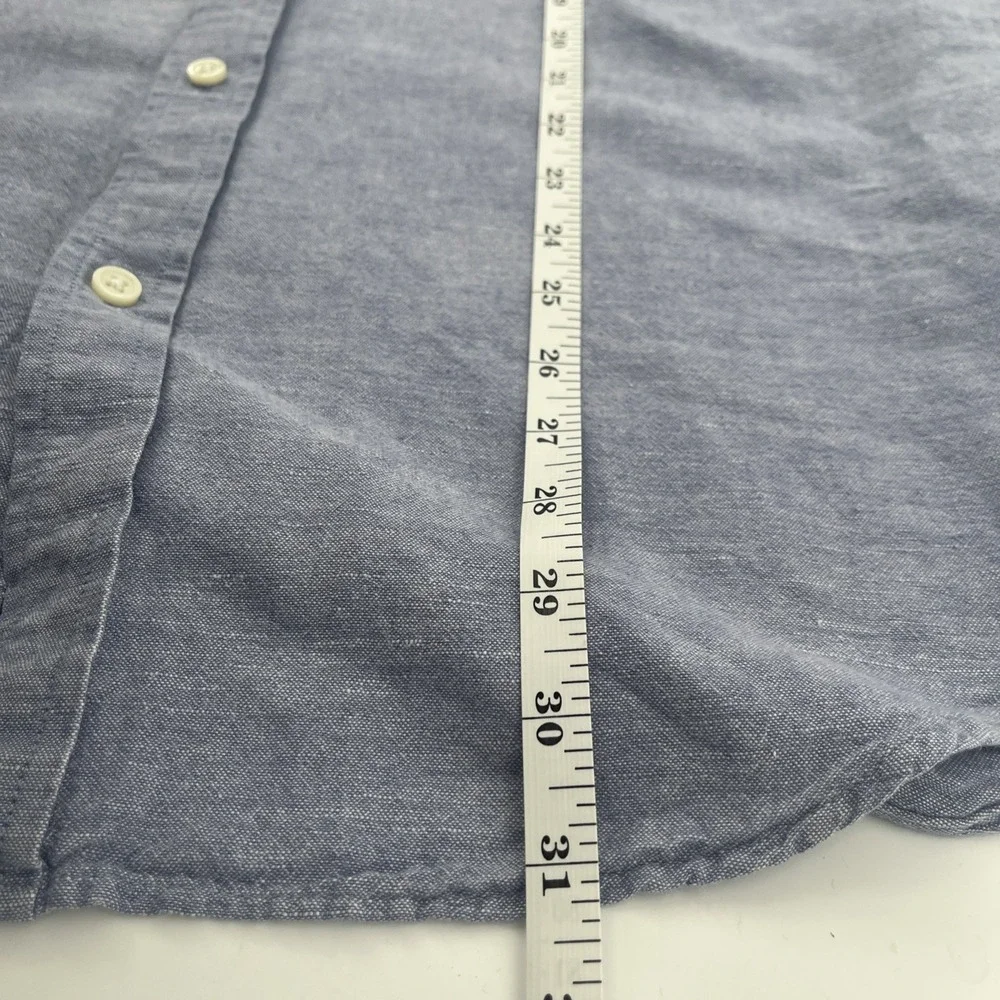 Banana Republic Slim Fit Blue Linen Cotton Blend Button‎ Down Shirt Size L